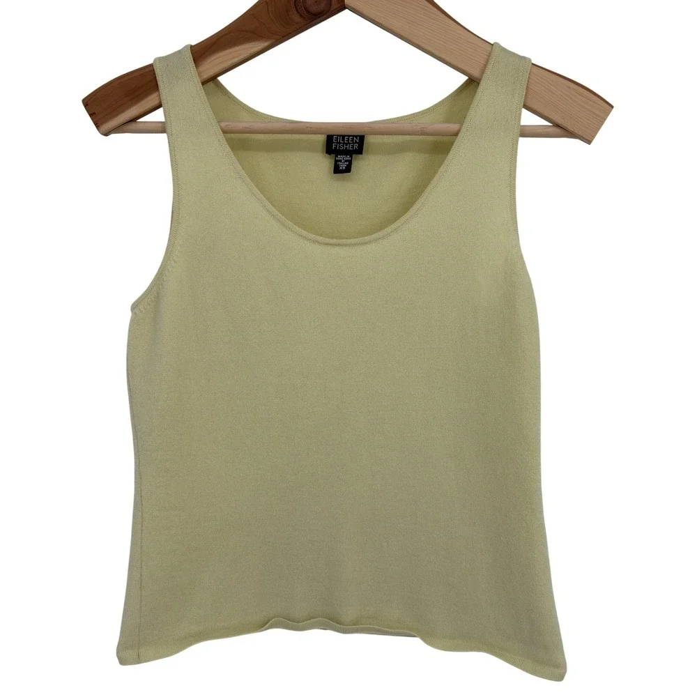 Y2K Eileen Fisher 2 Pc Set Jacket Tank Light Pistachio Merino Wool Hong‎ Kong XS